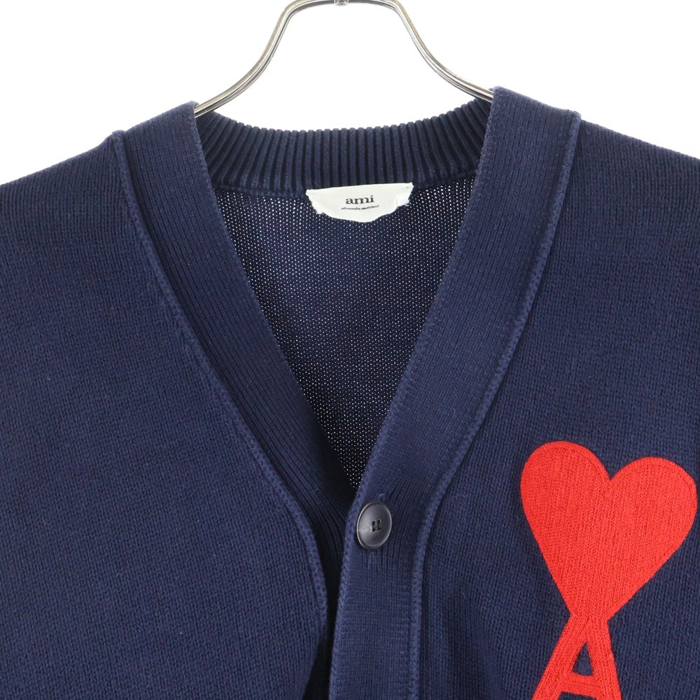 AMI Alexandre Mattiussi(アミアレクサンドルマテュッシ) Knit Cardigan ハートロゴ ウールニットカーディガン ネイビー A21HK303.016