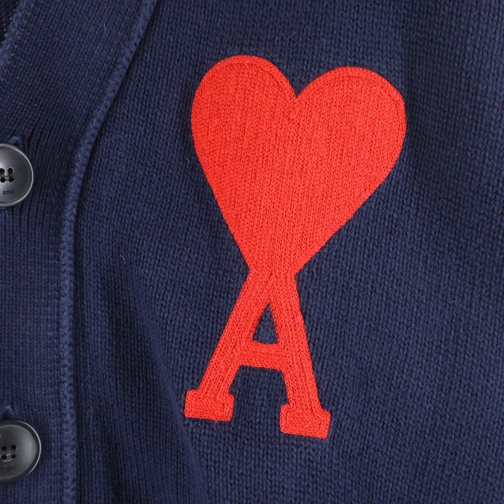 AMI Alexandre Mattiussi(アミアレクサンドルマテュッシ) Knit Cardigan ハートロゴ ウールニットカーディガン ネイビー A21HK303.016