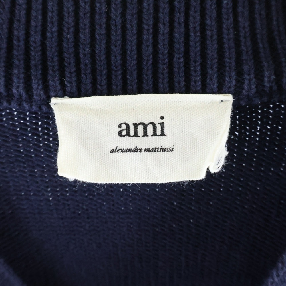AMI Alexandre Mattiussi(アミアレクサンドルマテュッシ) Knit Cardigan ハートロゴ ウールニットカーディガン ネイビー A21HK303.016