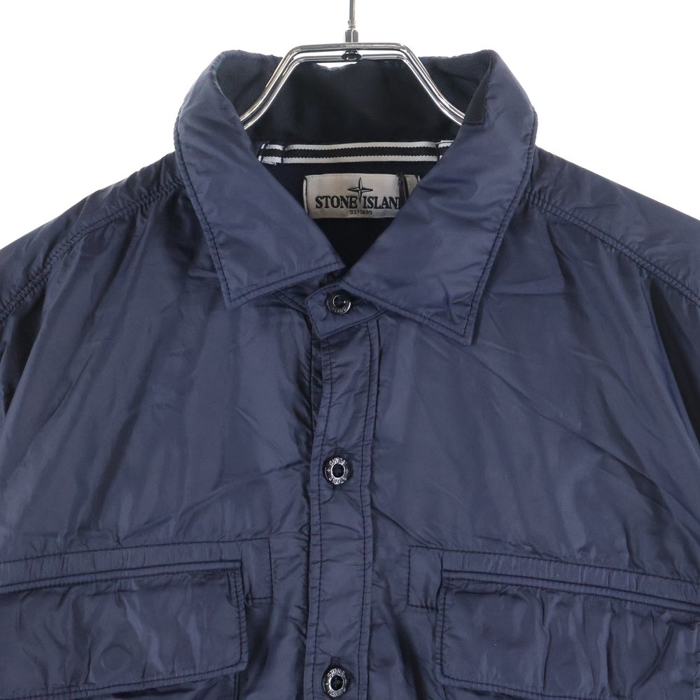 STONE ISLAND(ストーンアイランド) Nylon Buttoned Up Shirt ロゴワッペン ナイロンシャツジャケット ネイビー 57151F311