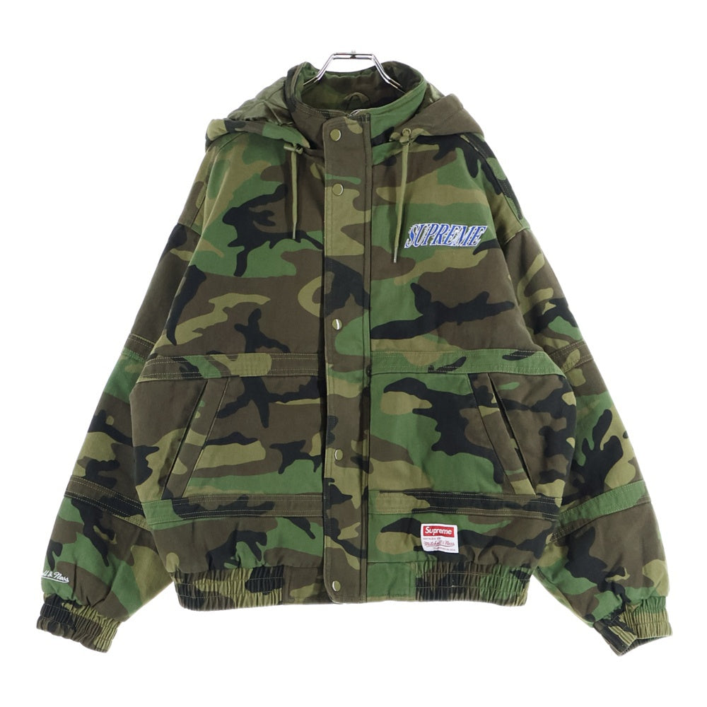 SUPREME(シュプリーム) 24AW Mitchell & Ness Twill Stadium Jacket ミッチェルアンドネス ツイルスタジアムジャケット カモフラージュ 迷彩ジャケット フーディー カーキ