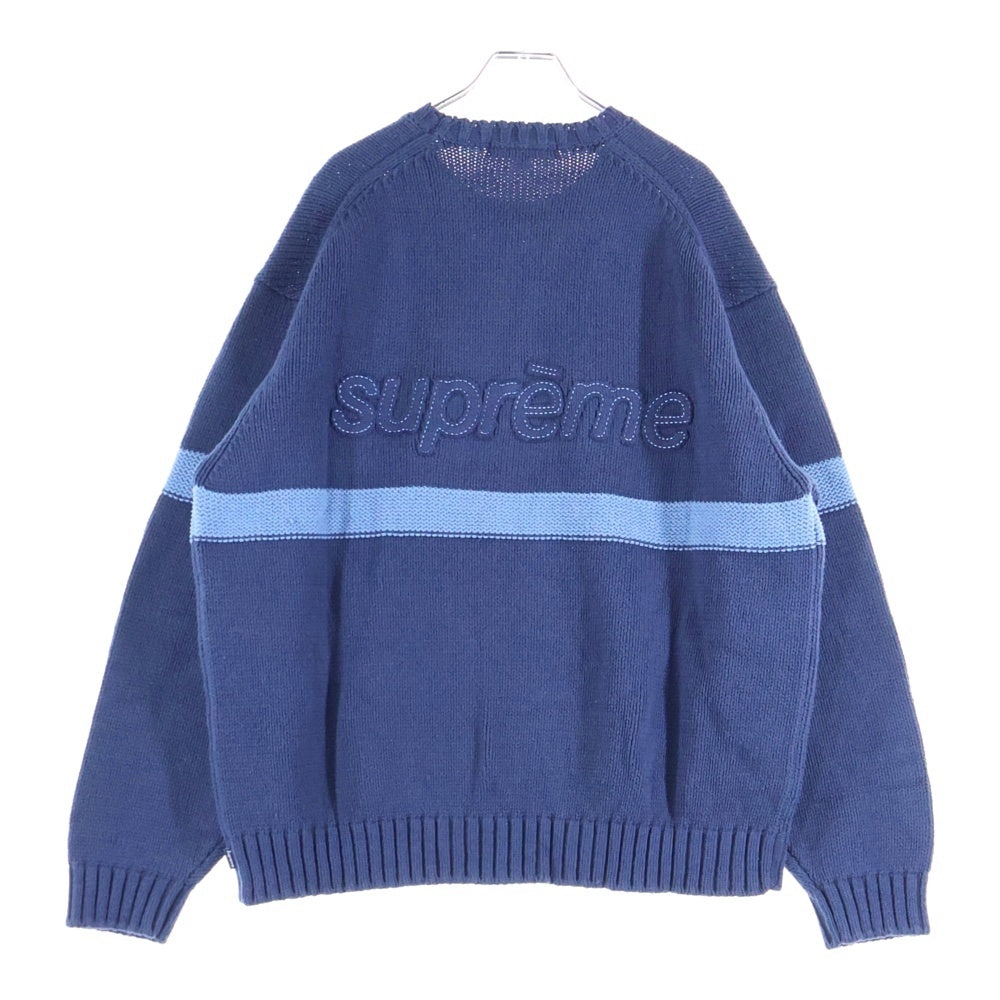 SUPREME(シュプリーム) 25SS Tonal Applique Sweater トーナルアップリケ クルーネックニットセーター ネイビー