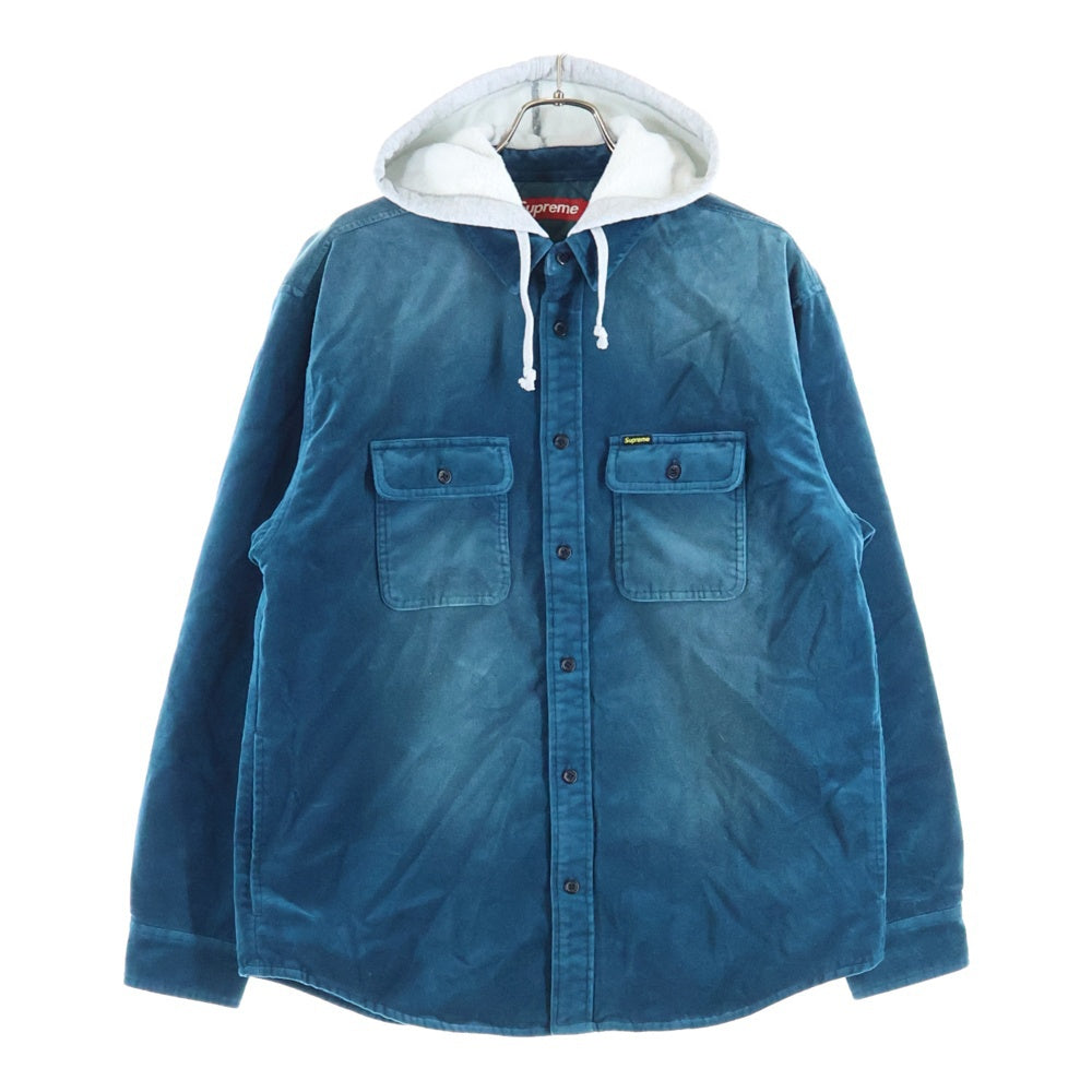 SUPREME(シュプリーム) 25AW Quilted Lined Hooded Velvet Shirt キルティング ラインド ベロアフードシャツ 長袖シャツ グリーン