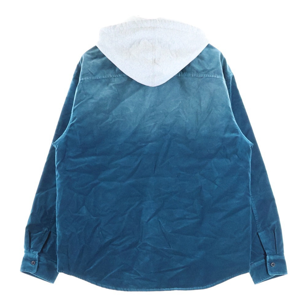 SUPREME(シュプリーム) 25AW Quilted Lined Hooded Velvet Shirt キルティング ラインド ベロアフードシャツ 長袖シャツ グリーン