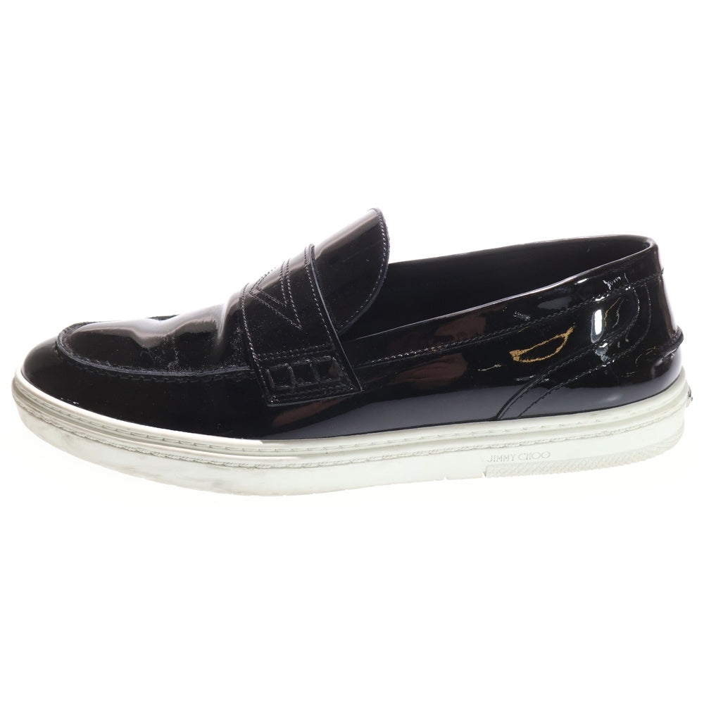 JIMMY CHOO(ジミーチュウ) バックロゴ パテントレザーローファー ブラック