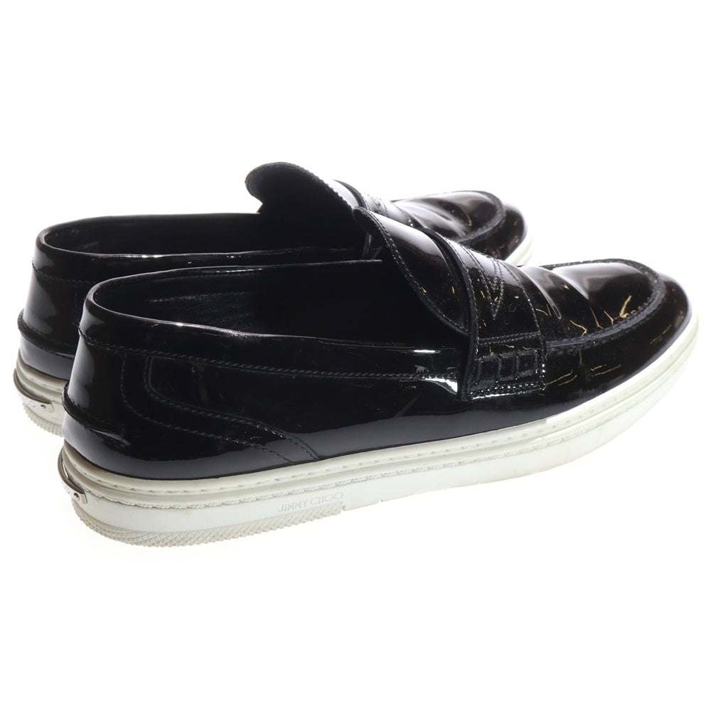 JIMMY CHOO(ジミーチュウ) バックロゴ パテントレザーローファー ブラック