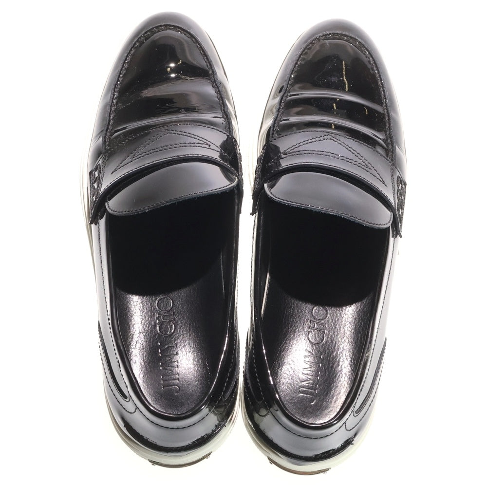 JIMMY CHOO(ジミーチュウ) バックロゴ パテントレザーローファー ブラック