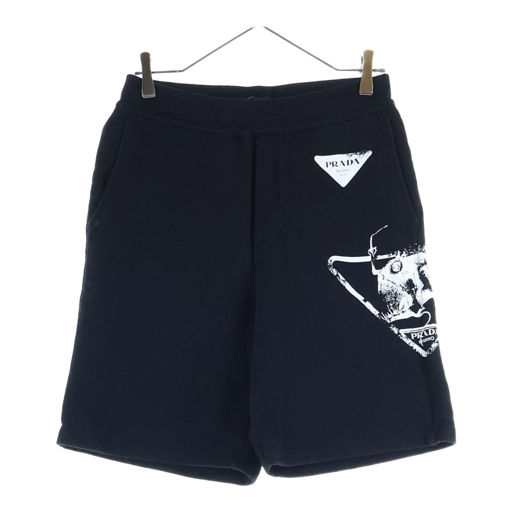 PRADA(プラダ) トライアングルロゴ シンボルプリント スウェットハーフパンツ ブラック UJP195 S221 1010