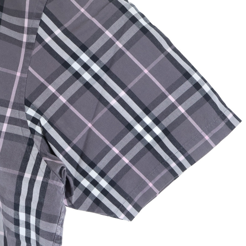 BURBERRY BLUE LABEL(バーバリーブルーレーベル) ホースロゴ チェック 半袖シャツ パープル