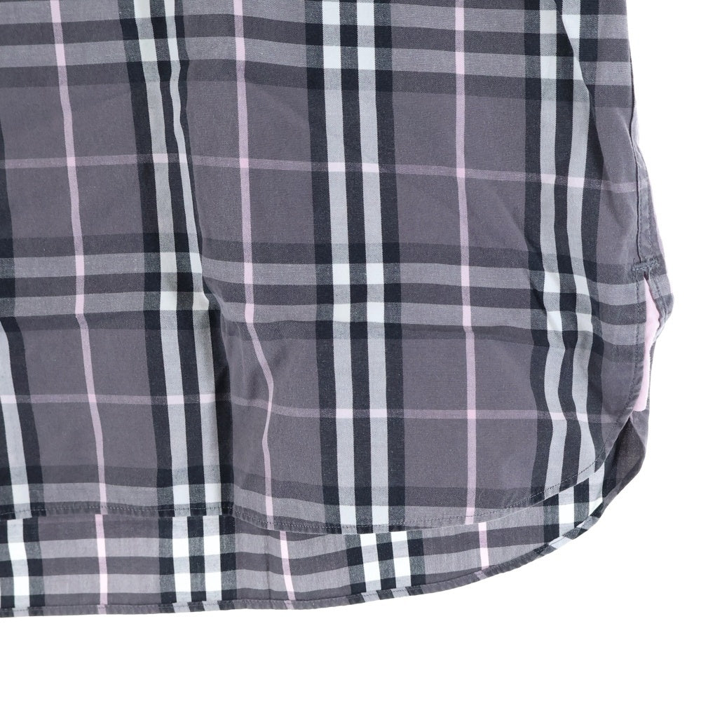 BURBERRY BLUE LABEL(バーバリーブルーレーベル) ホースロゴ チェック 半袖シャツ パープル