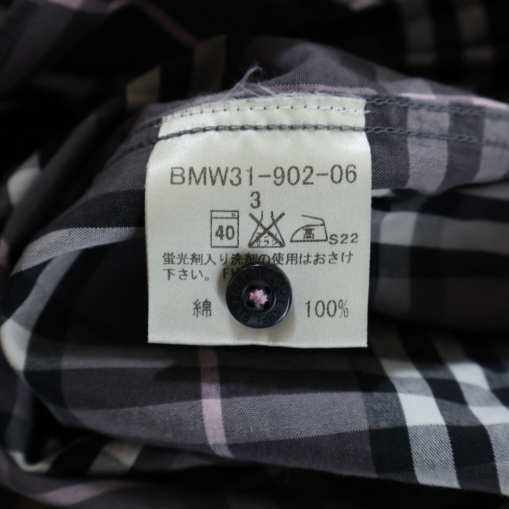 BURBERRY BLUE LABEL(バーバリーブルーレーベル) ホースロゴ チェック 半袖シャツ パープル