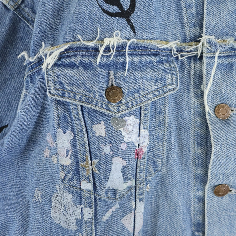 VETEMENTS(ヴェトモン) 18AW Tribal Sticker Oversize Denim Jacket トライバル ステッカー オーバーサイズデニムジャケット インディゴ WAH19JA111