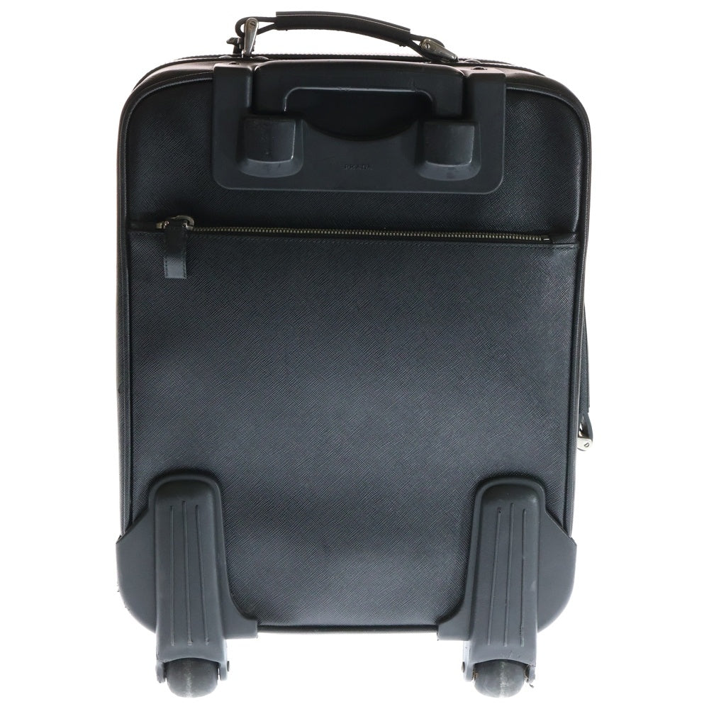 PRADA(プラダ) サフィアーノ トライアングルロゴ レザーキャリーケース ブラック