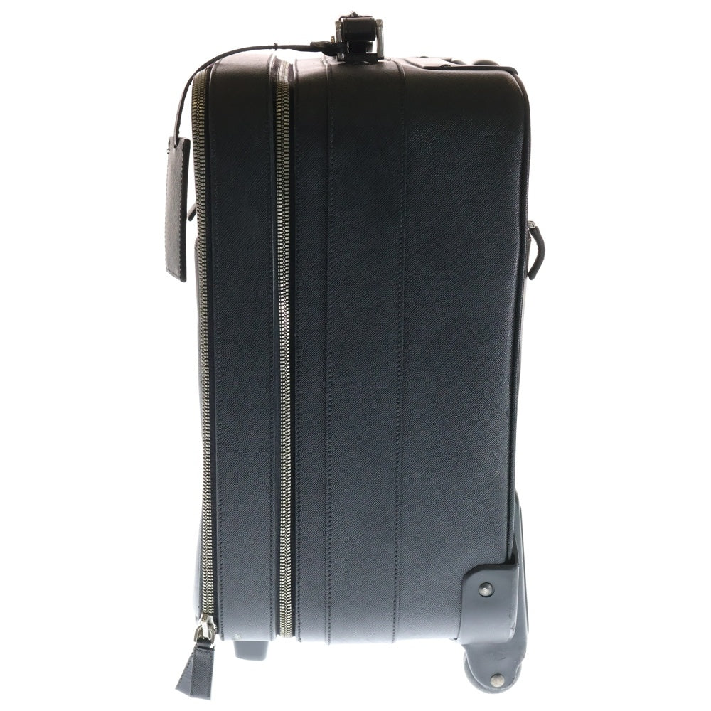 PRADA(プラダ) サフィアーノ トライアングルロゴ レザーキャリーケース ブラック