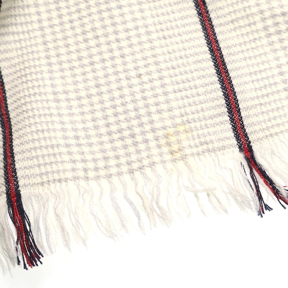 GUCCI(グッチ) ストライプ ウールマフラー グレー レディース