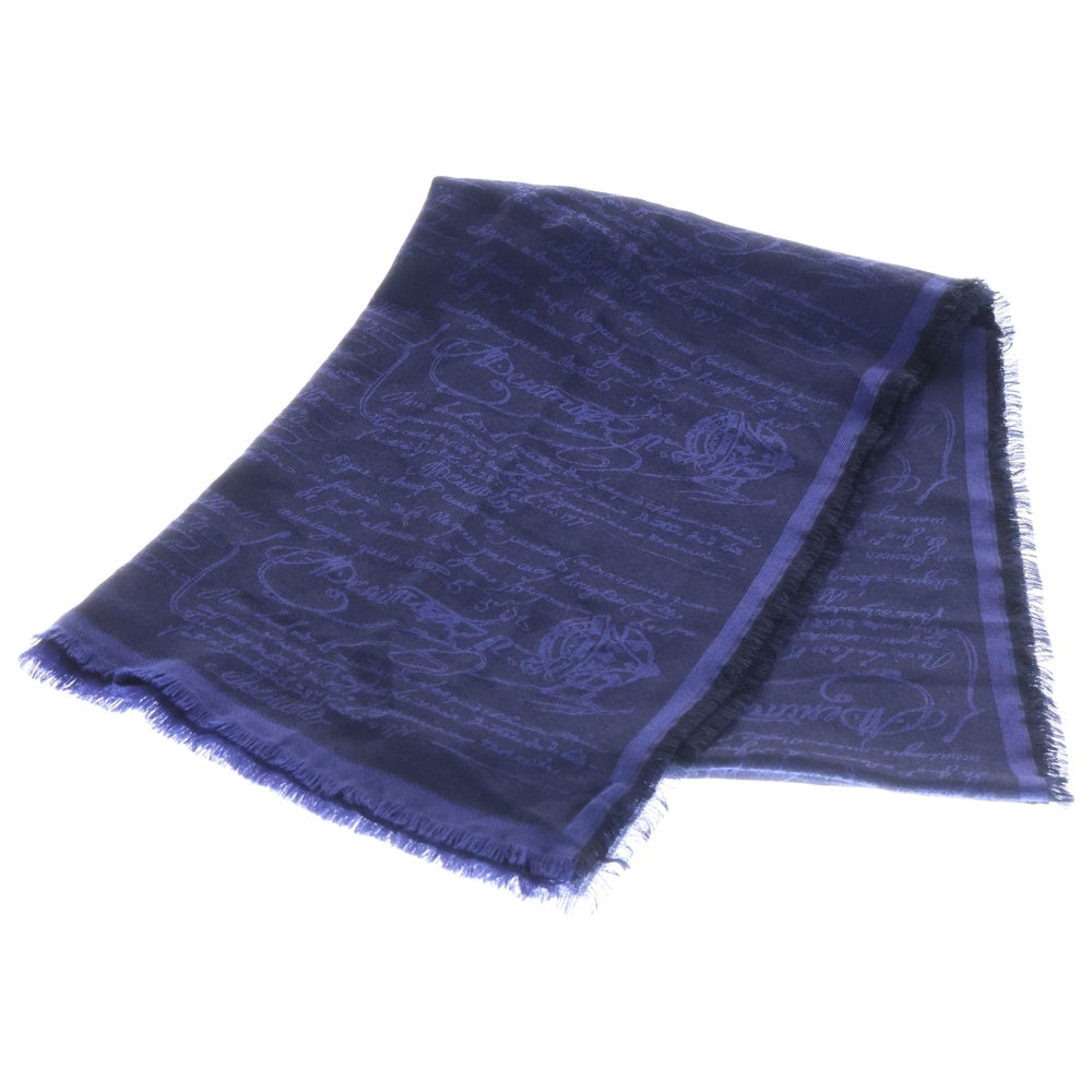 Berluti(ベルルッティ) カリグラフィ スクリット カシミア混 ストール スカーフ ブルー レディース