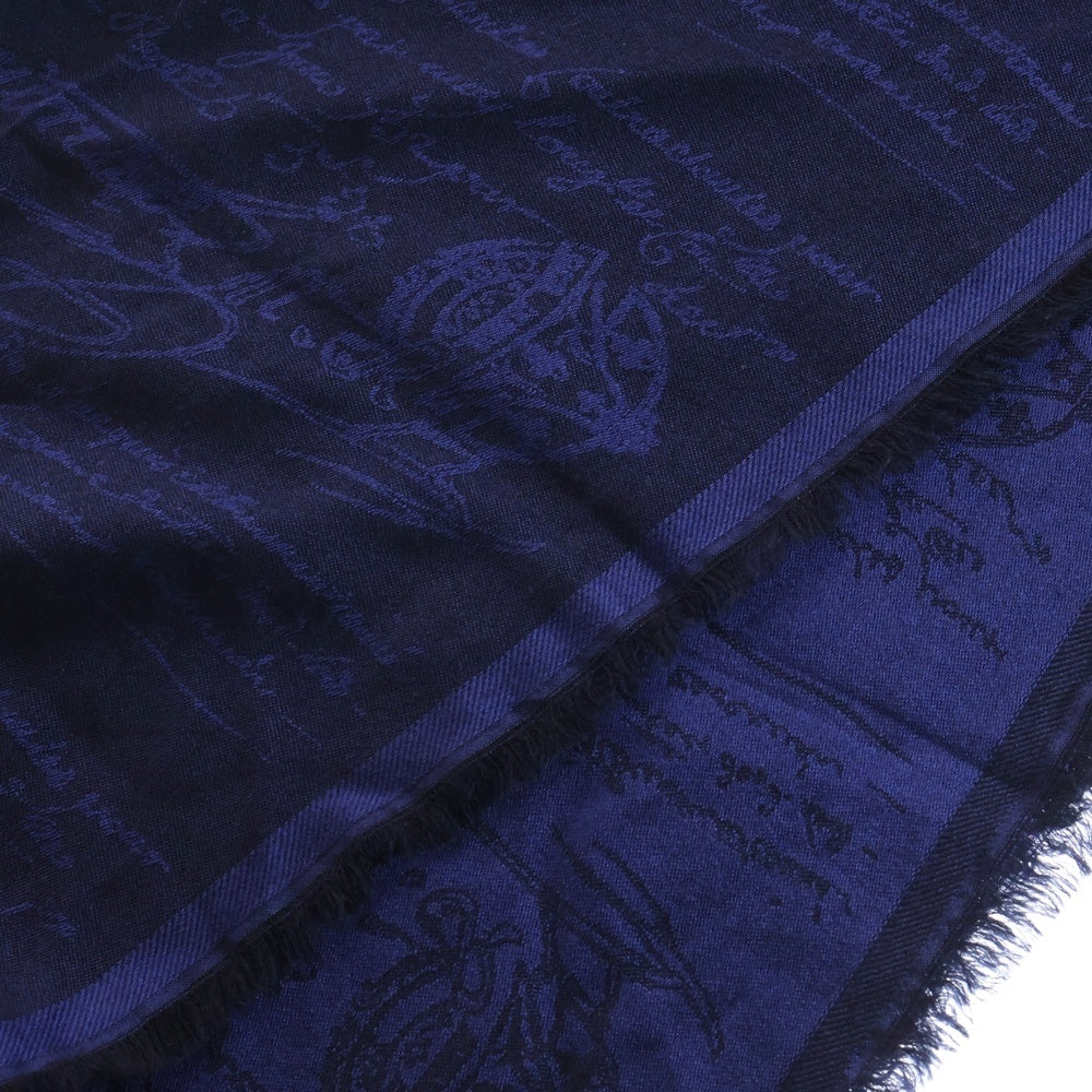 Berluti(ベルルッティ) カリグラフィ スクリット カシミア混 ストール スカーフ ブルー レディース