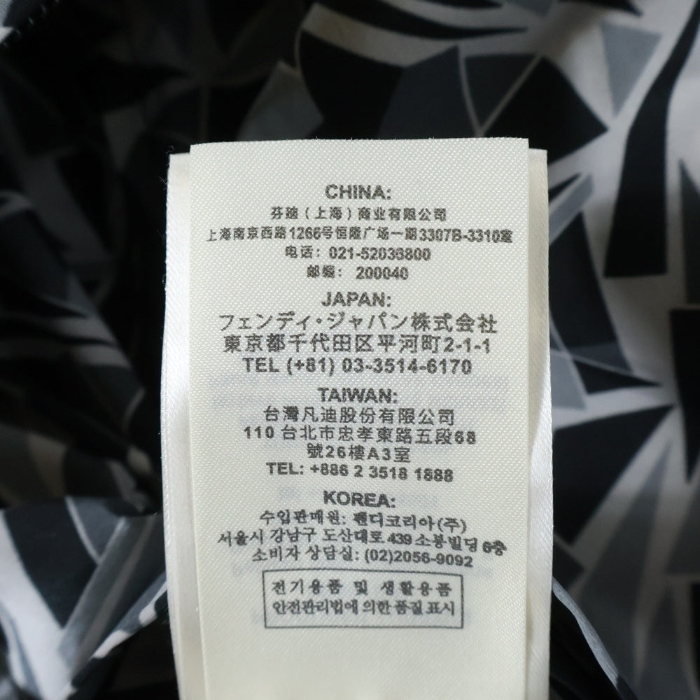 FENDI(フェンディ) NYLON LONG COAT 総柄 ナイロンロングコート ブラック/グレー FAA691