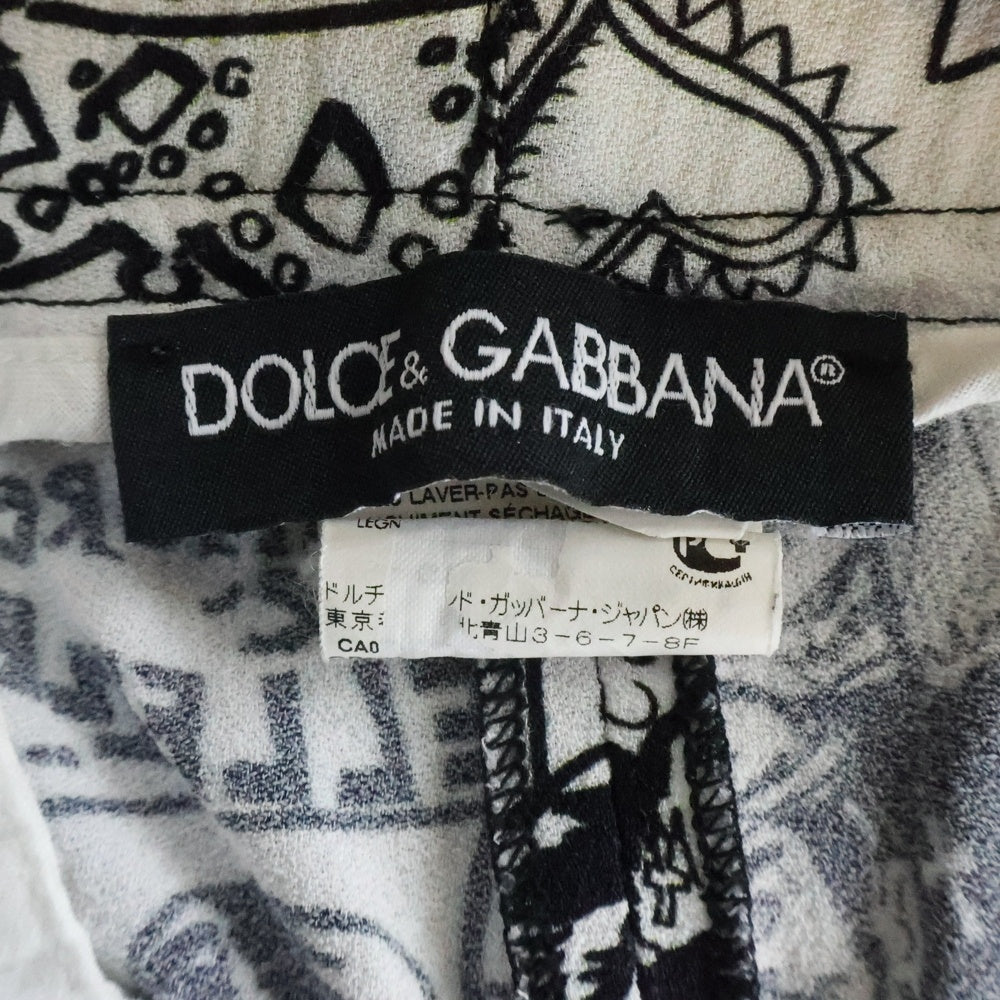 DOLCE & GABBANA(ドルチェアンドガッバーナ) 総柄 コミックデザイン パンツ ホワイト/ブラック GYQDAT FS8B6