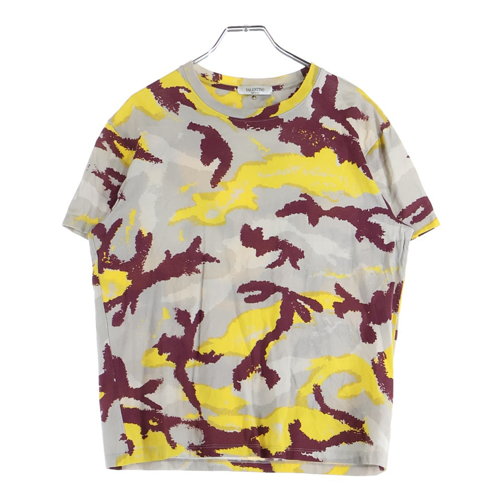VALENTINO(ヴァレンティノ) CAMO カモフラ柄 半袖Tシャツ カットソー イエロー/グレー RV2MG00SPBB
