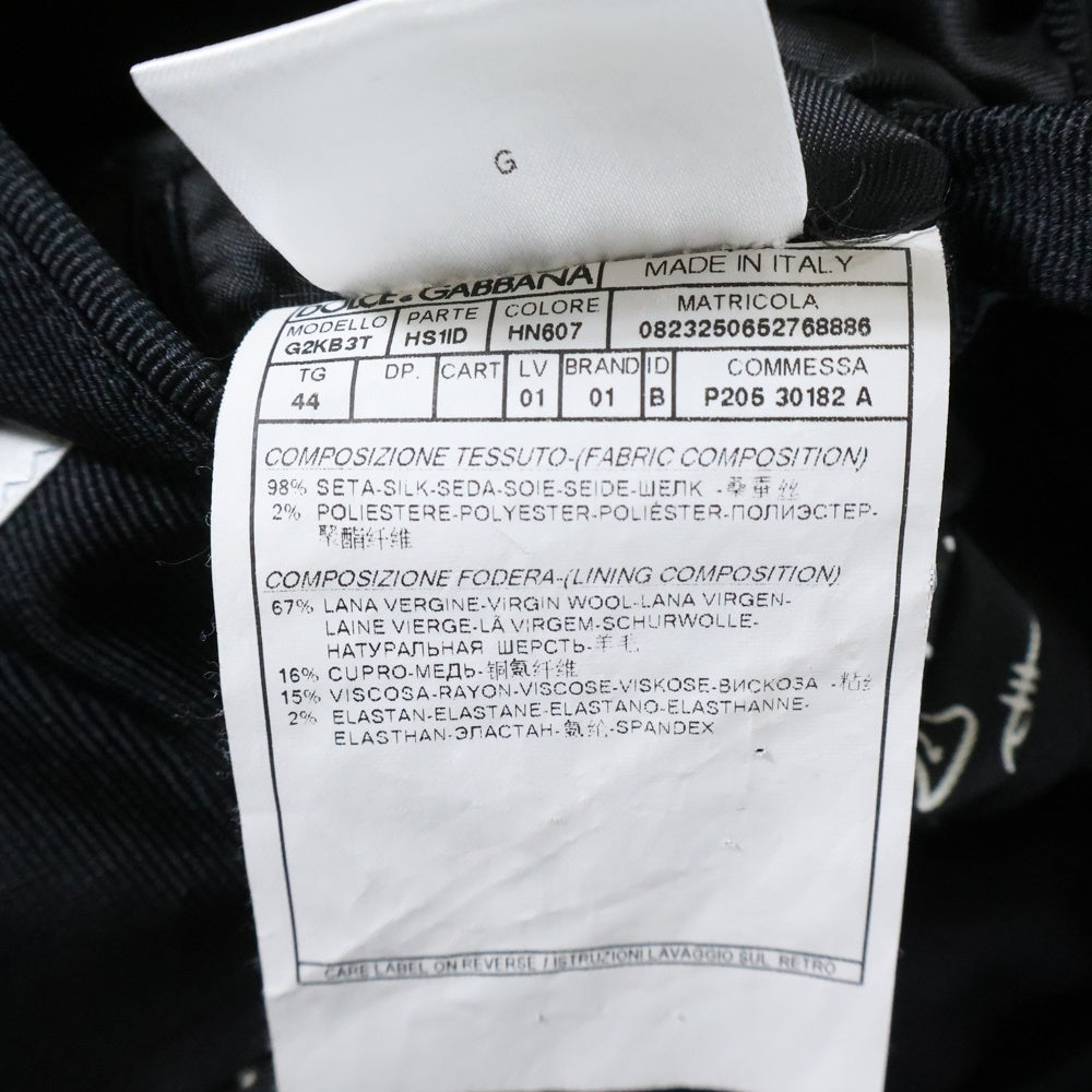 DOLCE & GABBANA(ドルチェアンドガッバーナ) 17SS TAILORED JACKET シルク テーラードジャケット ブラック G2KB3T