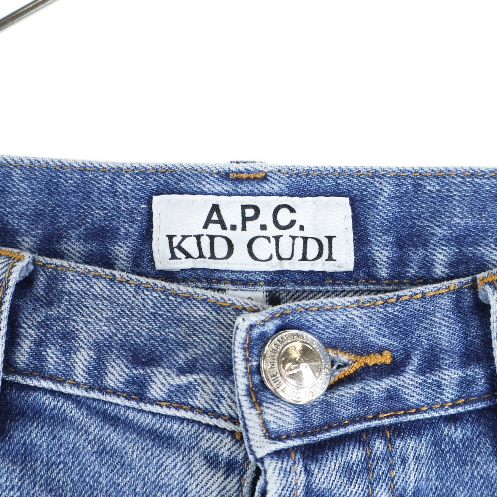 A.P.C(アーペーセー) ×KID CUDI ×キッドカディ ワンポイント刺繍 デニムパンツ インディゴ
