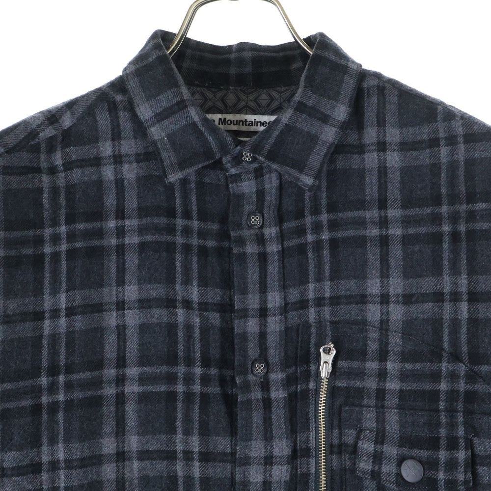 White Mountaineering(ホワイトマウンテニアリング) 24 AWGUSSET SLEEVE CHECK ELBOW PATCH SHIRT ガゼット スリーブ チェック エルボー パッチ チェック ネルシャツ グレー WM2473110