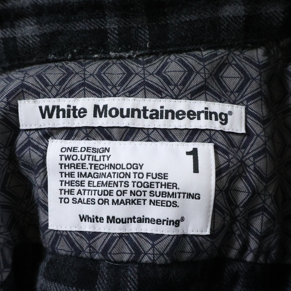 White Mountaineering(ホワイトマウンテニアリング) 24 AWGUSSET SLEEVE CHECK ELBOW PATCH SHIRT ガゼット スリーブ チェック エルボー パッチ チェック ネルシャツ グレー WM2473110
