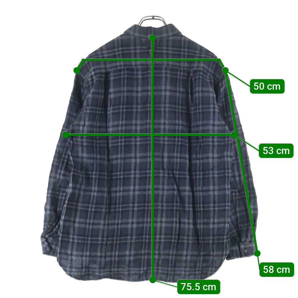White Mountaineering(ホワイトマウンテニアリング) 24 AWGUSSET SLEEVE CHECK ELBOW PATCH SHIRT ガゼット スリーブ チェック エルボー パッチ チェック ネルシャツ グレー WM2473110