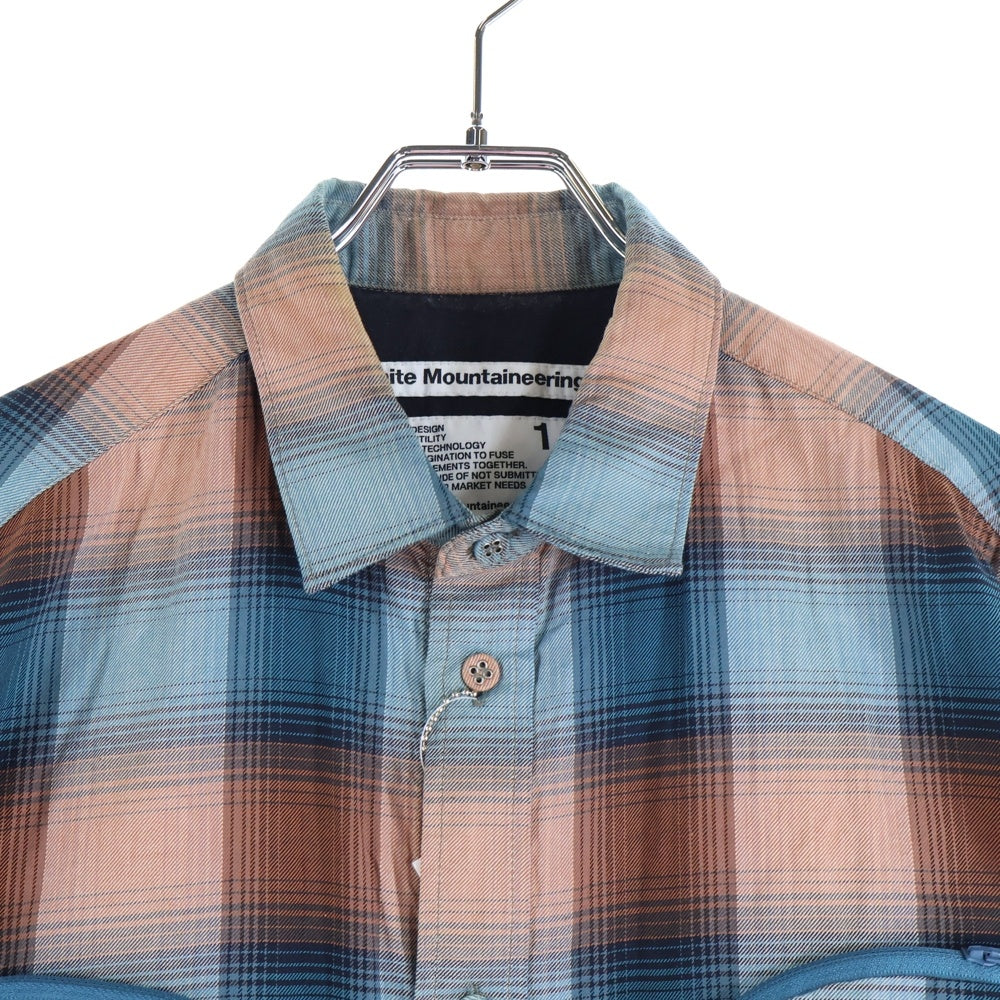 White Mountaineering(ホワイトマウンテニアリング) 25SS GUSSET SLEEVE OMBRE CHECK SHIRT ガセット スリーブ オンブレ チェック シャツ オレンジ/ブルー WM2571103