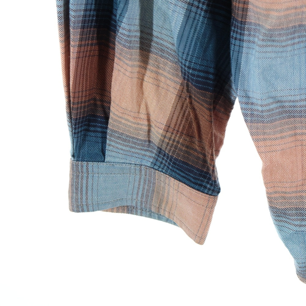 White Mountaineering(ホワイトマウンテニアリング) 25SS GUSSET SLEEVE OMBRE CHECK SHIRT ガセット スリーブ オンブレ チェック シャツ オレンジ/ブルー WM2571103