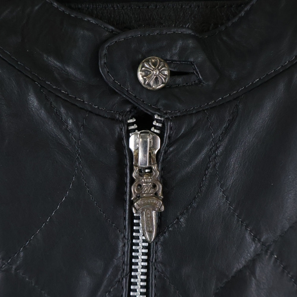 CHROME HEARTS(クロムハーツ) EZ RIDER ダガーハーフジップ キルティングレザージャケット イージーライダースジャケット ブラック