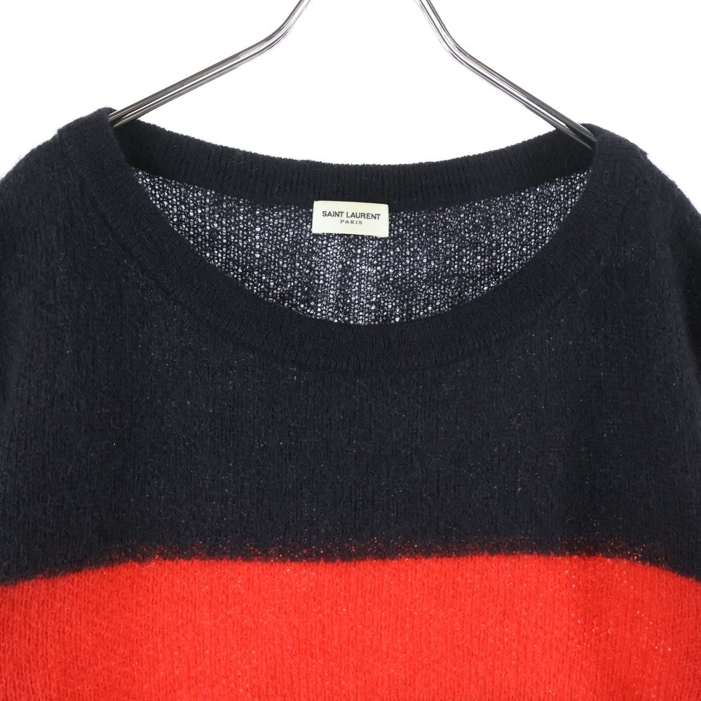SAINT LAURENT PARIS(サンローランパリ) 13AW Mohair Striped Knit モヘヤ ストライプ ニットセーター ブラック/レッド 330368
