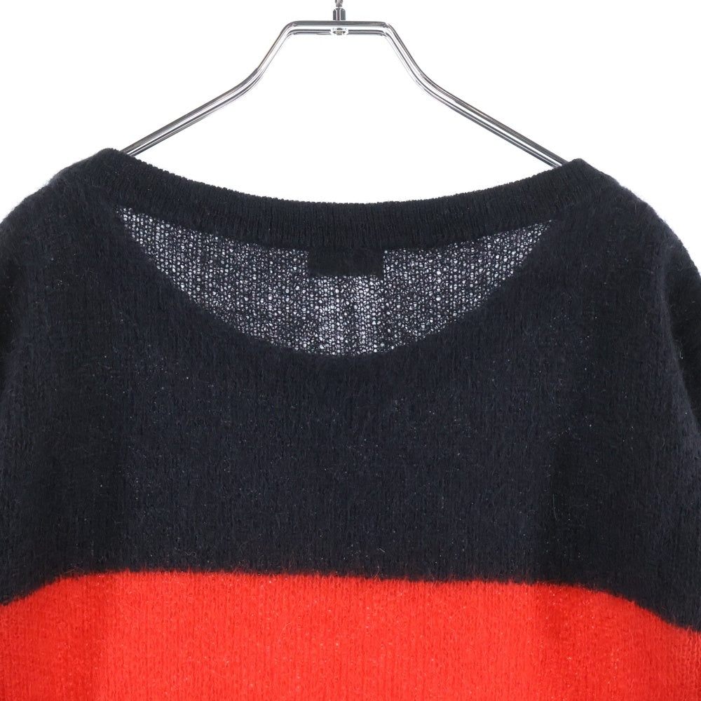 SAINT LAURENT PARIS(サンローランパリ) 13AW Mohair Striped Knit モヘヤ ストライプ ニットセーター ブラック/レッド 330368