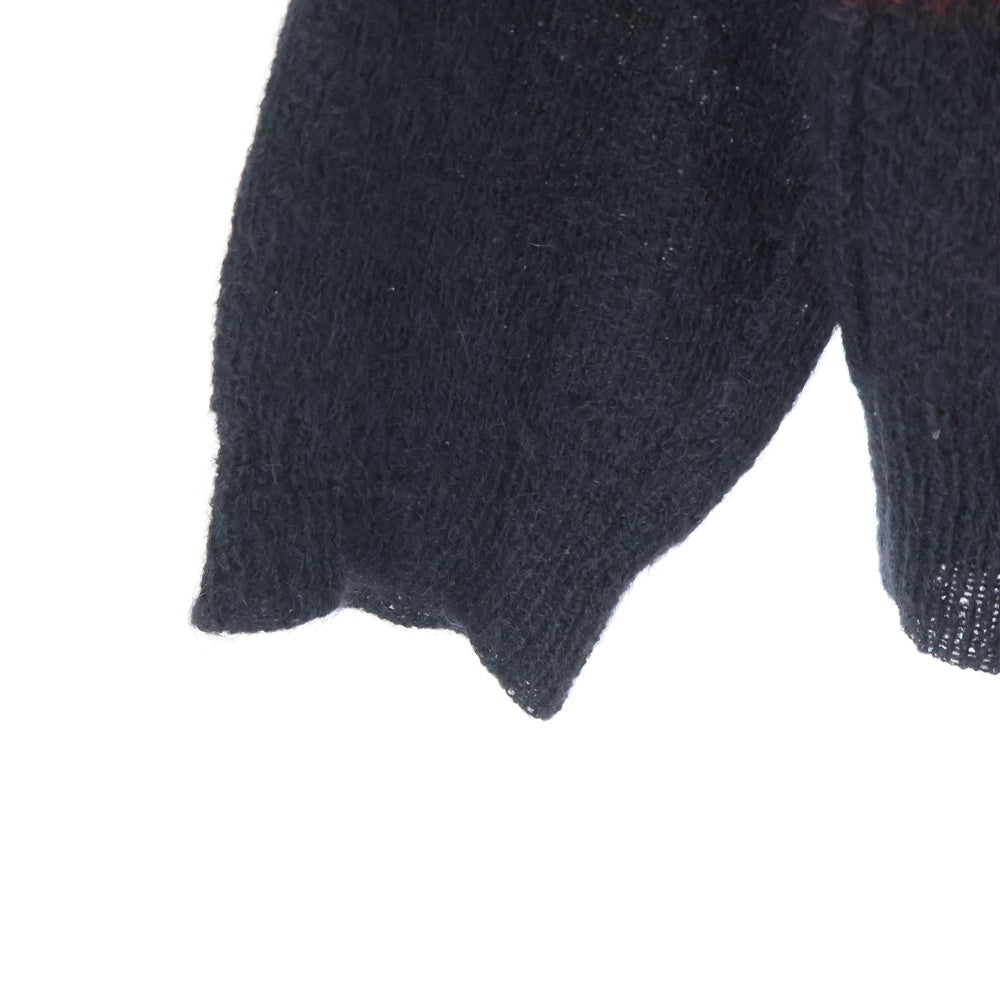 SAINT LAURENT PARIS(サンローランパリ) 13AW Mohair Striped Knit モヘヤ ストライプ ニットセーター ブラック/レッド 330368