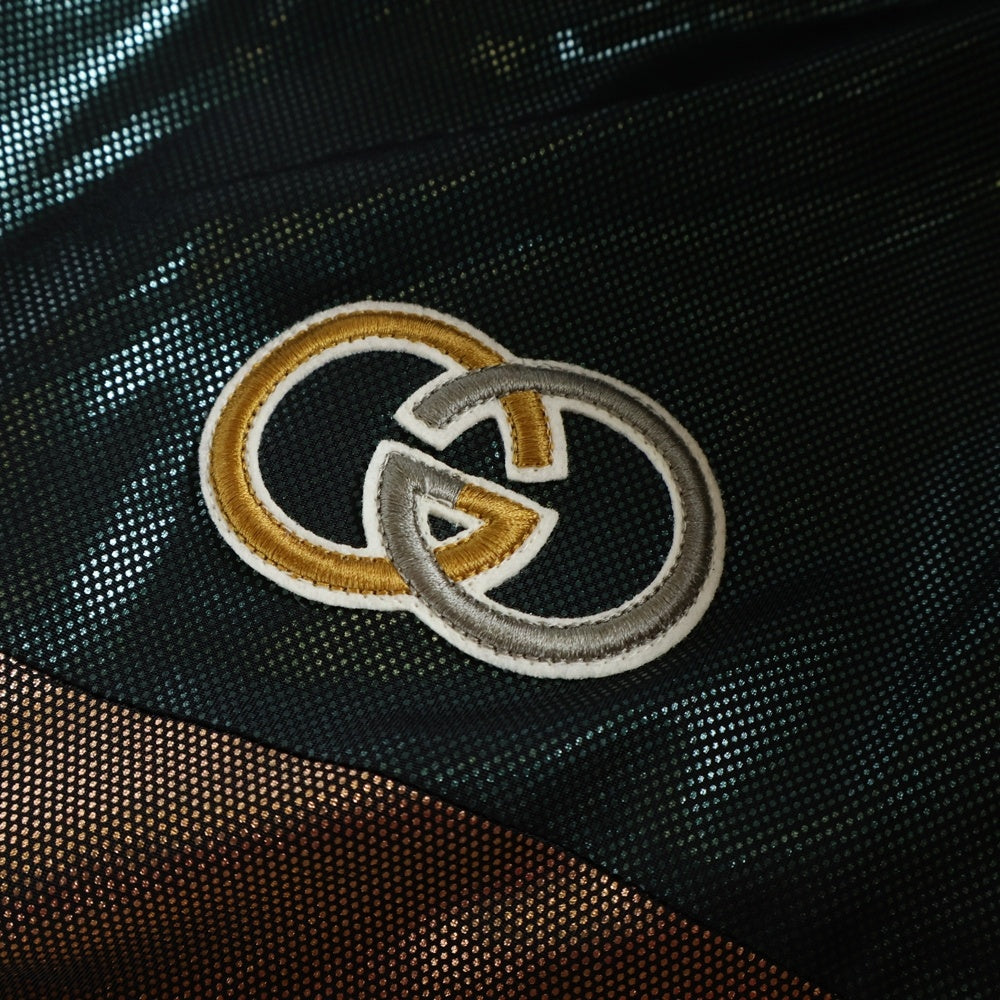 GUCCI(グッチ) Bi-Color Logo Jacket バイカラーロゴジャケット サイドスパンコール グリーン/ブラウン 692308