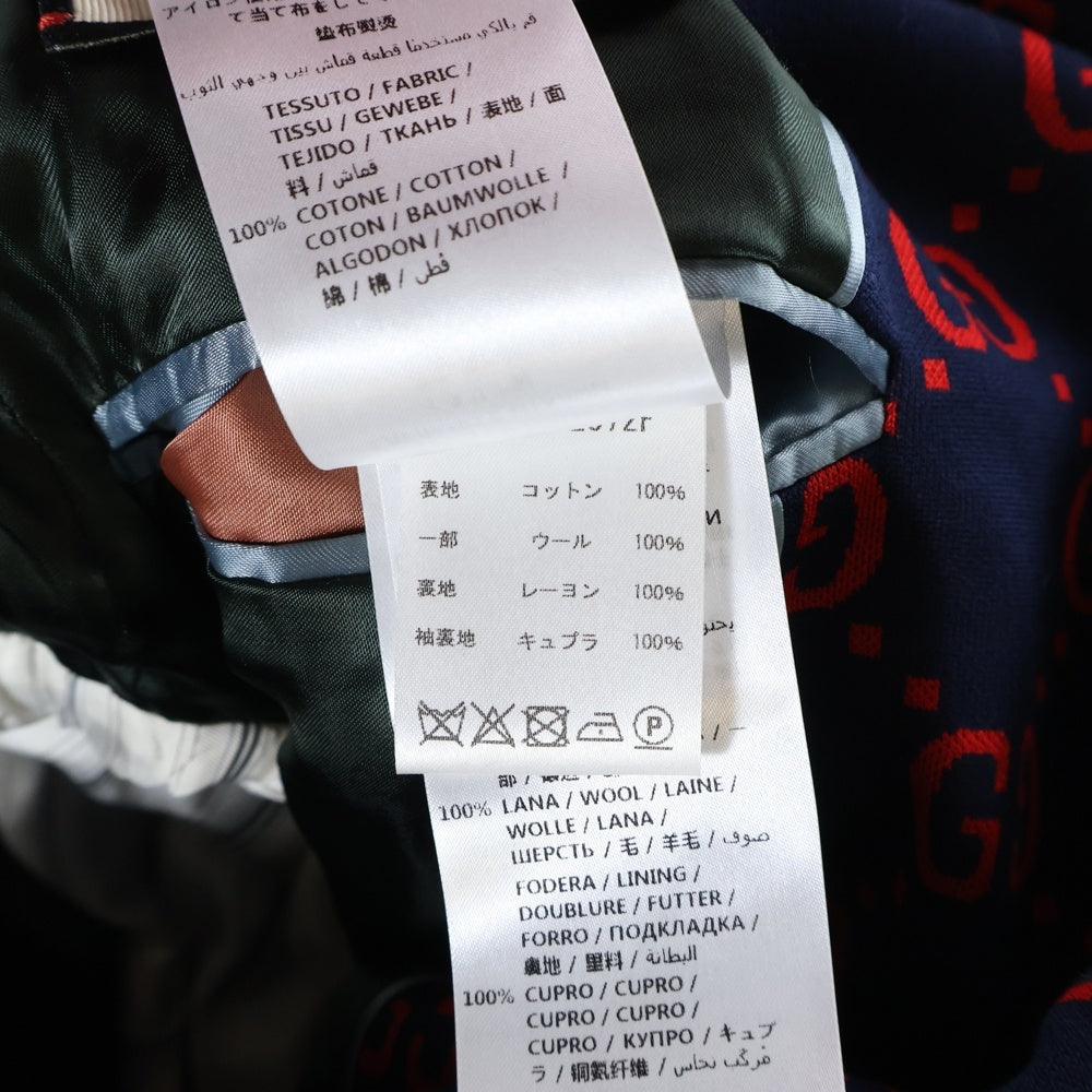 GUCCI(グッチ) 18SS GG総柄ジャガード 2B テーラードジャケット ネイビー/レッド 495218