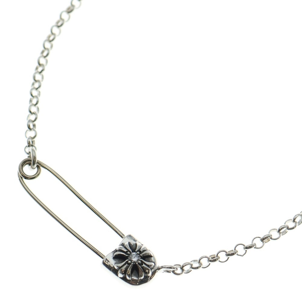 CHROME HEARTS(クロムハーツ) SAFETY PIN 18inch 1DIA セーフティピン ロールチェーン 1ダイヤ ネックレス シルバー