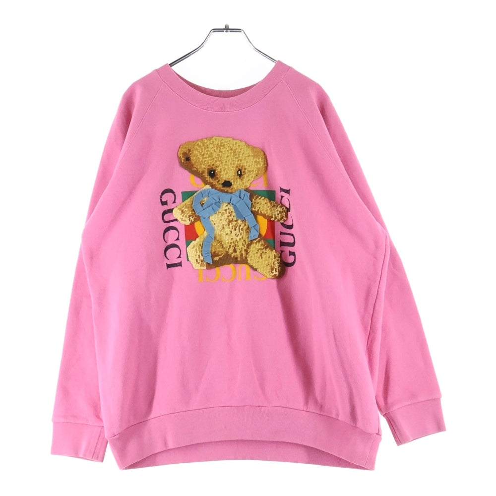 GUCCI(グッチ) Teddy Bear Sweatshirt テディベア クルーネックスウェットトレーナー ピンク 489677 X9N17
