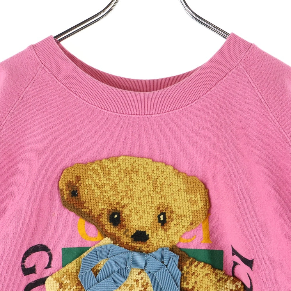 GUCCI(グッチ) Teddy Bear Sweatshirt テディベア クルーネックスウェットトレーナー ピンク 489677 X9N17