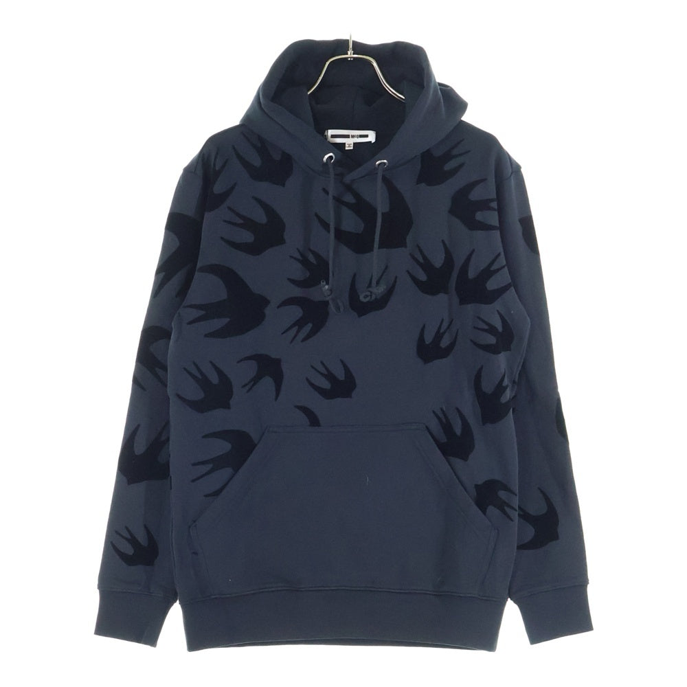 McQ(マックキュー) Swallow Print Hoodie プルオーバースウェットパーカー フーディー ブラック 545412 RLT74