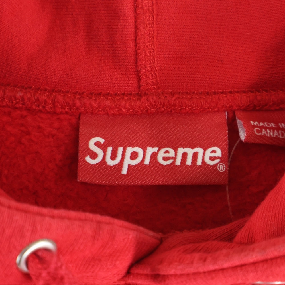 SUPREME(シュプリーム) 17AW Compact Logo Hooded Sweatshirt コンパクトロゴ 刺繍プルオーバースウェットパーカー フーディー レッド