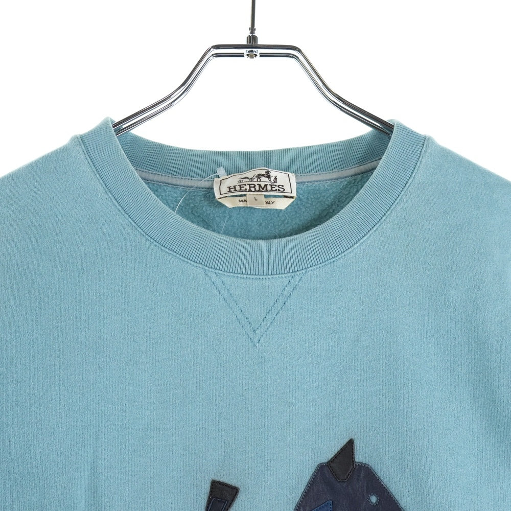 HERMES(エルメス) Sweatshirt レザーパッチ クルーネックスウェット