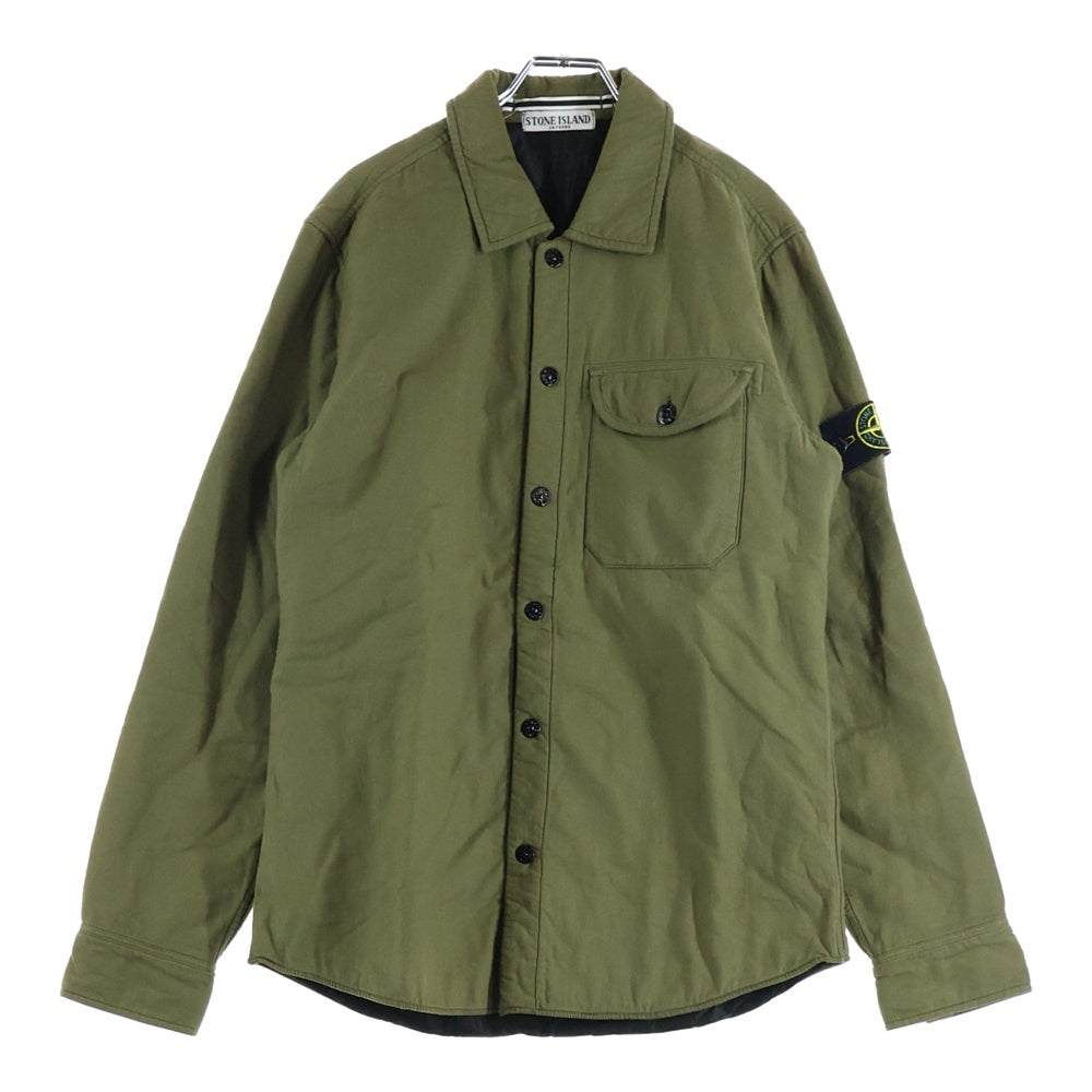 STONE ISLAND(ストーンアイランド) 11AW Nylon Quilt Cotton Overshirt ロゴワッペン 裏地キルティング 長袖シャツ カーキ 551510906