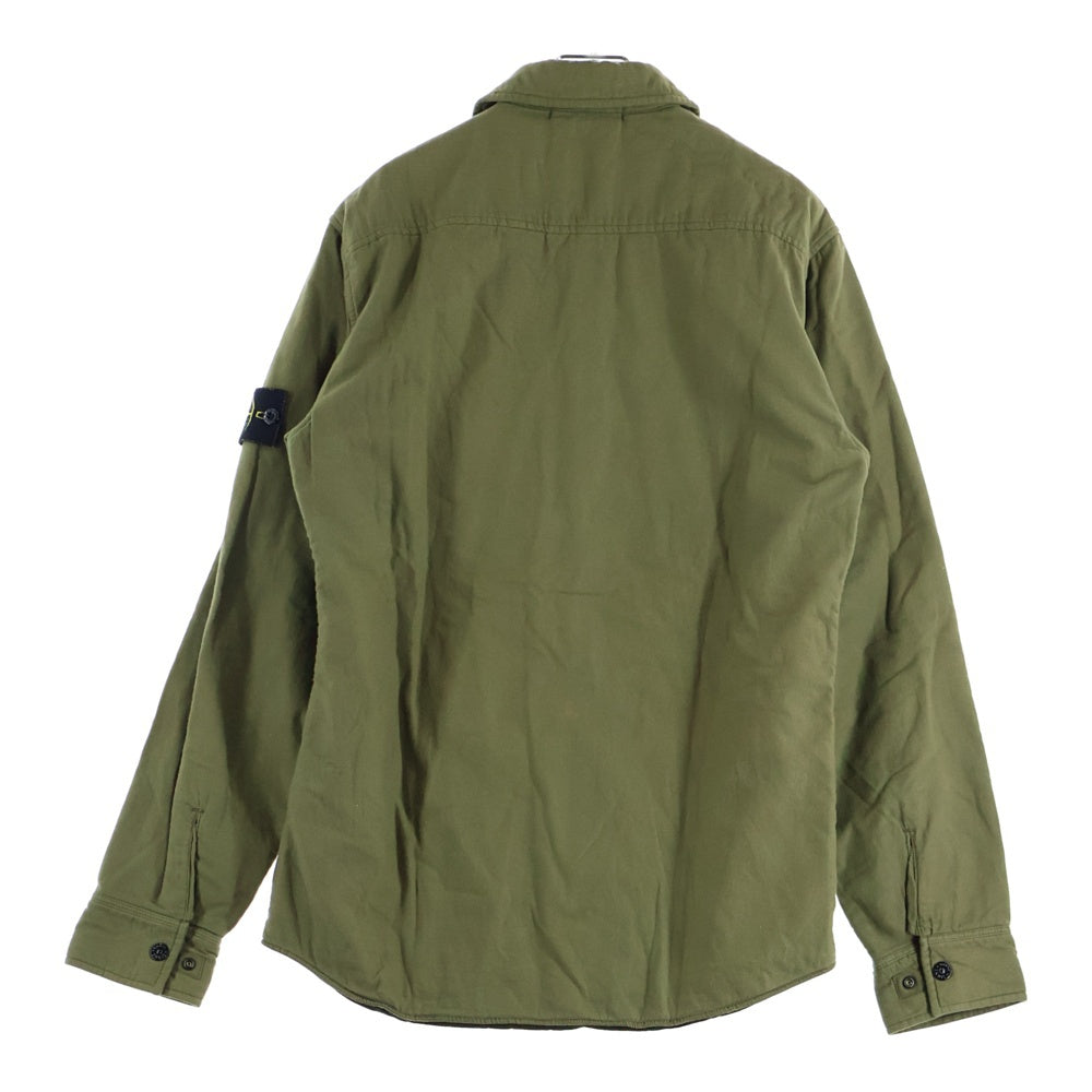STONE ISLAND(ストーンアイランド) 11AW Nylon Quilt Cotton Overshirt ロゴワッペン 裏地キルティング 長袖シャツ カーキ 551510906