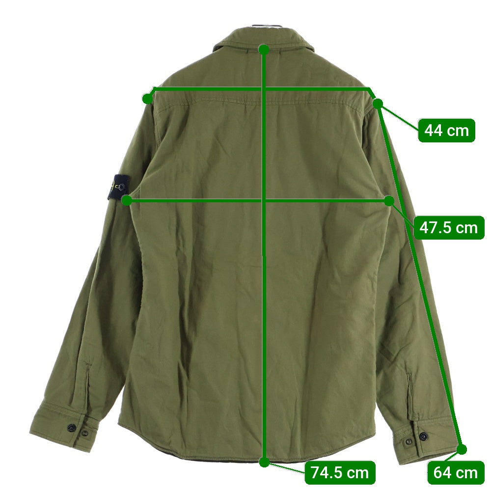 STONE ISLAND(ストーンアイランド) 11AW Nylon Quilt Cotton Overshirt ロゴワッペン 裏地キルティング 長袖シャツ カーキ 551510906
