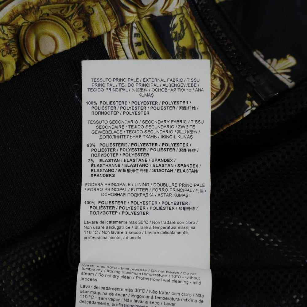 VERSACE(ヴェルサーチ) Nylon Jacket 総柄ナイロンジャケット ジップアップパーカー フーディー ブラック/ゴールド