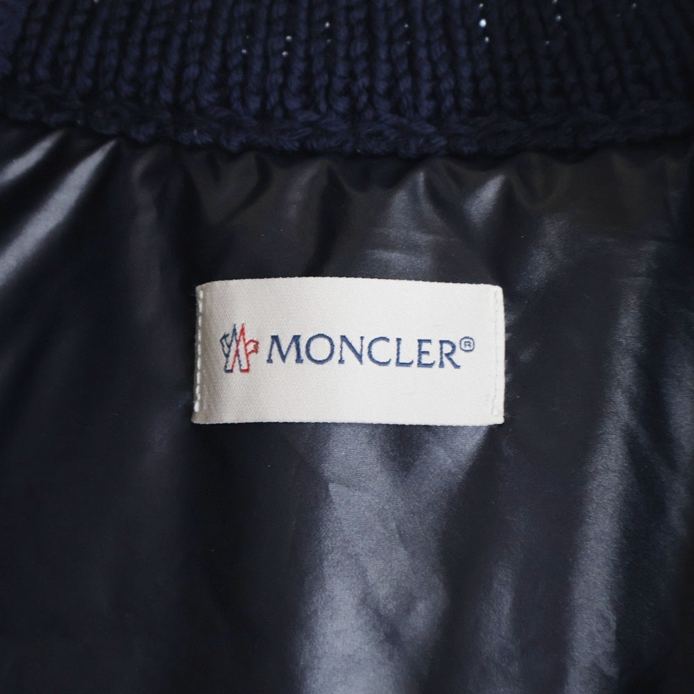 MONCLER(モンクレール) CARDIGAN KNIT ロゴパッチ付き ニット切り替え ジップアップ ダウンカーディガン ネイビー K20919B00034