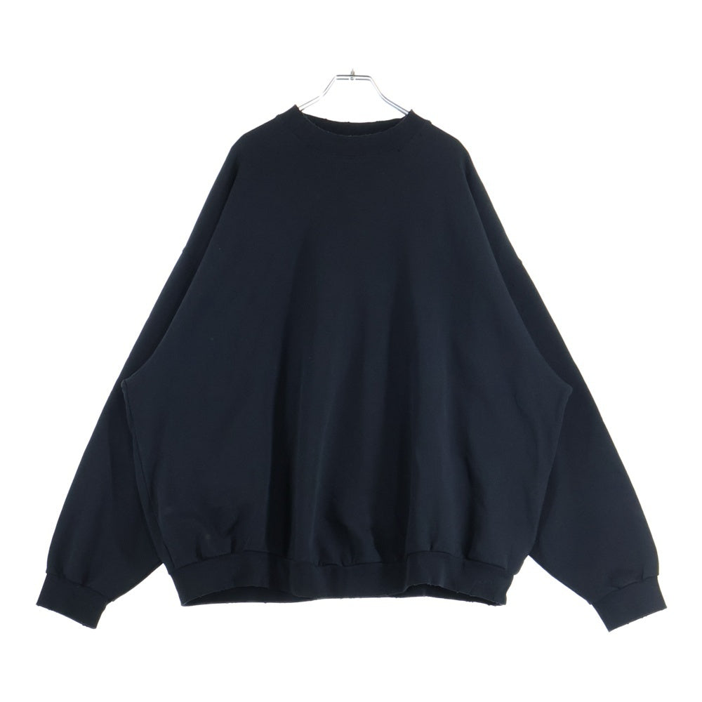 BALENCIAGA(バレンシアガ) Crash Logo Sweat クラッシュ加工ネックロゴクルーネック スウェットトレーナー ブラック 745007 TOVF3