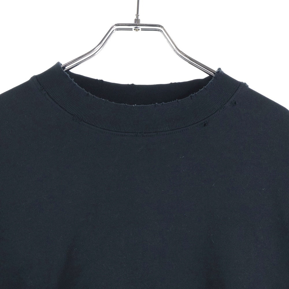 BALENCIAGA(バレンシアガ) Crash Logo Sweat クラッシュ加工ネックロゴクルーネック スウェットトレーナー ブラック 745007 TOVF3